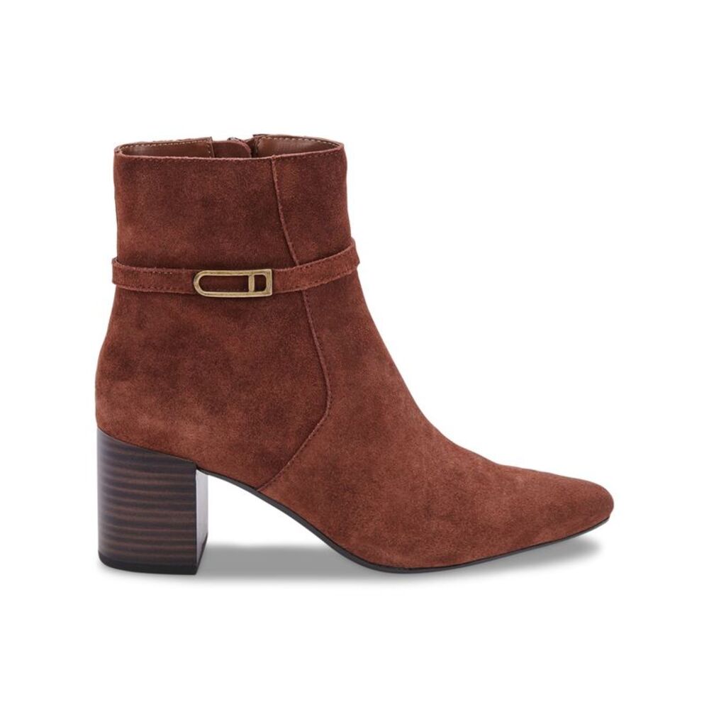 AQUA COLLEGE Womens Brown Padded Tatum Almond Toe Block Heel Zip-Up Booties 10 M - Picture 2 of 4